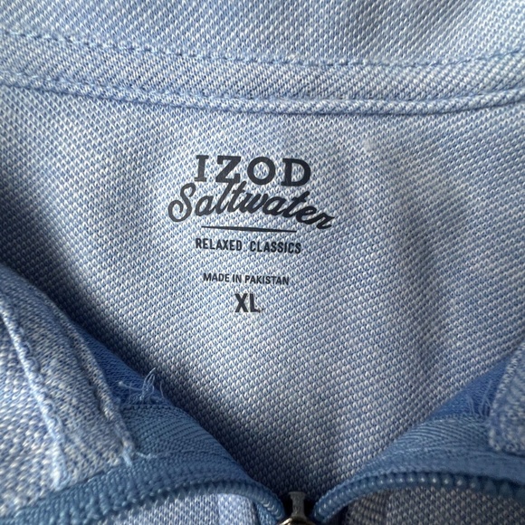 IZOD Saltwater Shirt Top Size XL Long Sleeve 1/4 Zip Pullover Pale Blue New NWT - Picture 5 of 9